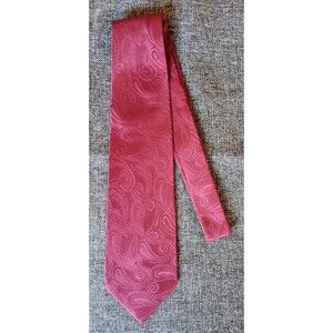 Dress Tie 70s 80s 90s Y2K Mens Covona Red Paisley 4 Wide 59 Long